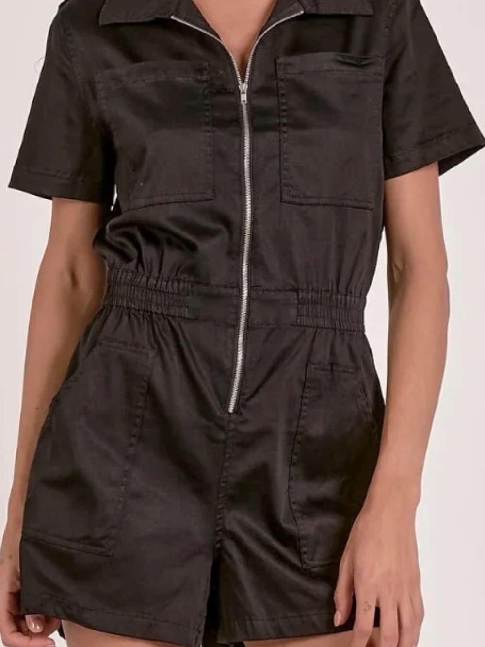 Elan NWT Short Sleeved Romper in True Black - Size Small